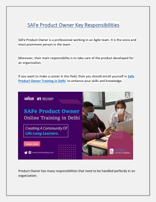 SAFe Product Owner Key Responsibilities