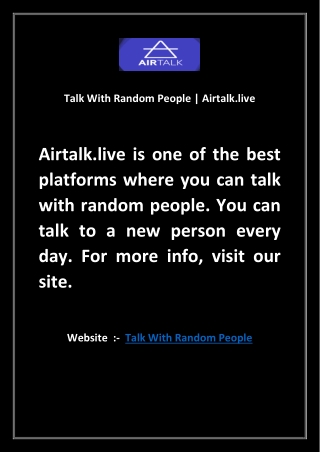 Talk With Random People | Airtalk.live