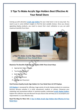 5 Tips To Make Acrylic Sign Holders Best Effective At Your Retail Store