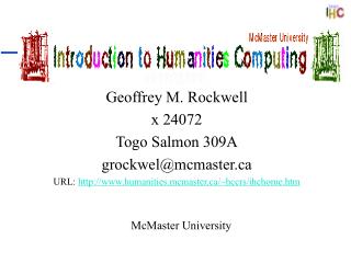 Introduction to Humanities Computing