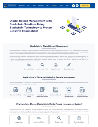 Blockchain Digital Record Management System Services - Blockchain Technologies