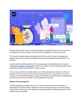 Cost to develop on-demand a Financial App
