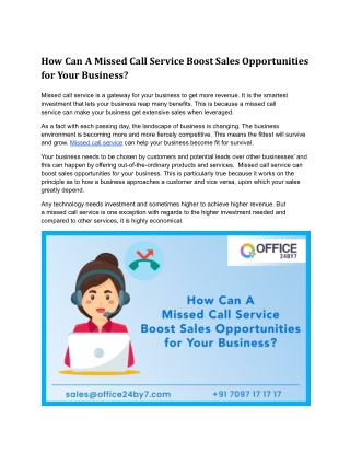 How Can A Missed Call Service Boost Sales Opportunities for Your Business