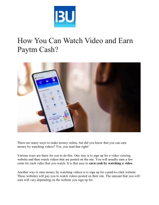 How You Can Watch Video and Earn Paytm Cash