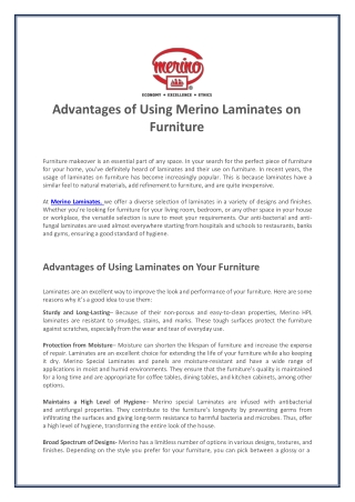 Advantages of Using Merino Laminates on Furniture