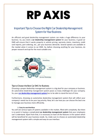 Important Tips to Choose the Right Car Dealership Management System for Your Business