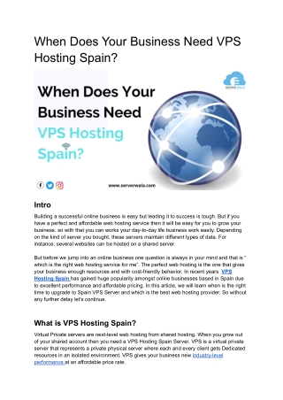 When Does Your Business Need VPS Hosting Spain
