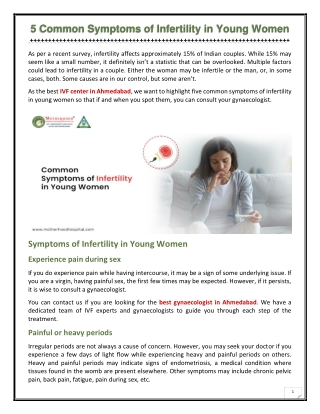 Symptoms of Infertility in Young Women
