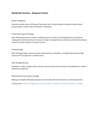Residential Services - Neogreen Homes