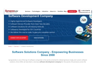 Best Software Product Development Company  SynapseIndia