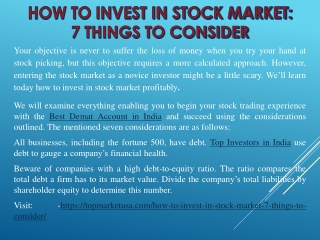 How to Invest in Stock Market 7 Things to Consider