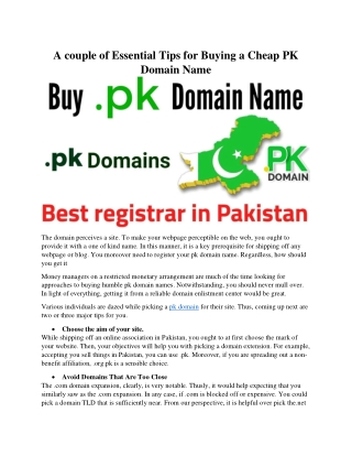 A few Essential Tips for Buying a Cheap PK Domain Name