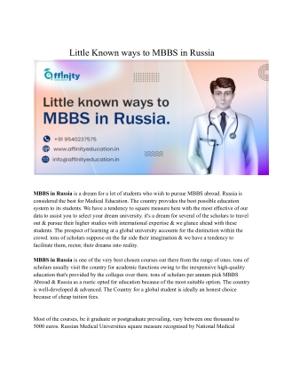 Blog - Little Known ways to MBBS in Russia
