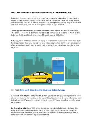 What You Should Know Before Developing A Taxi Booking App - Google Docs