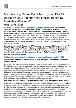 Microlearning Market Set for Rapid Growth Of USD 2.7 billion By 2024: MnM