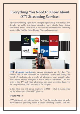 Everything You Need to Know About OTT Streaming Services