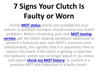 7 Signs Your Clutch Is Faulty or Worn
