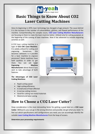Basic Things to Know About CO2 Laser Cutting Machines