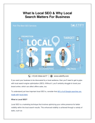 What Is Local SEO & Why Local Search Matters For Business - Saletify