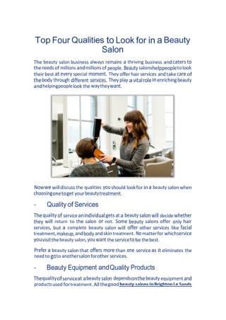 Top Four Qualities to Look for in a Beauty Salon