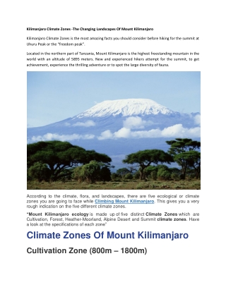 Kilimanjaro Climate Zones -The Changing Landscapes Of Mount Kilimanjaro