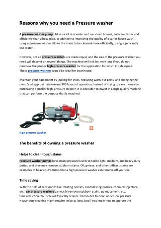 Reasons why you need a Pressure washer