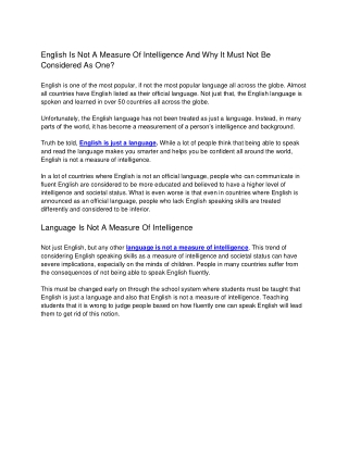 English Is Not A Measure Of Intelligence And Why It Must Not Be Considered As One (1)