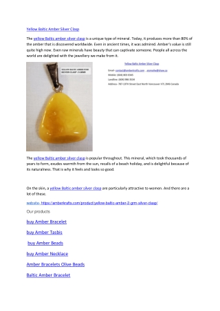 Yellow Baltic Amber Silver Clasp