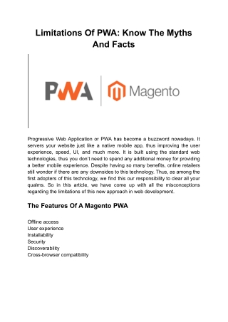 Limitations Of PWA_ Know The Myths And Facts
