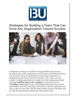 Strategies for Building a Team That Can Drive Any Organization Toward Success usa