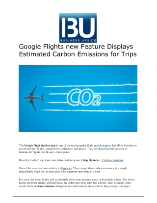 Google Flights new Feature Displays Estimated Carbon Emissions for Trips