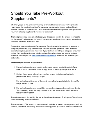 Should You Take Pre-Workout Supplements