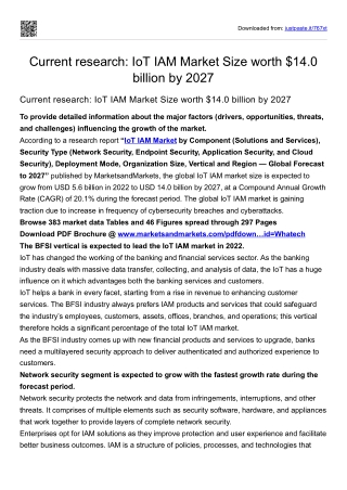 Current research: IoT IAM Market Size worth $14.0 billion by 2027