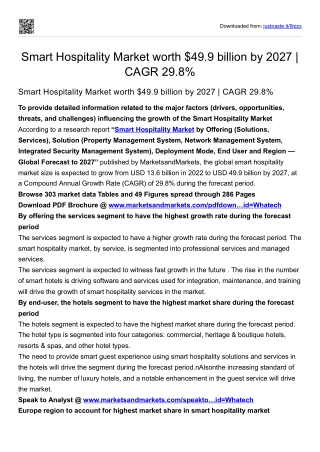 Smart Hospitality Market worth $49.9 billion by 2027 | CAGR 29.8%