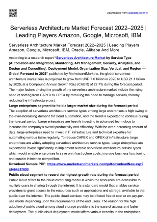 Serverless Architecture Market Forecast 2022–2025 | Leading Players