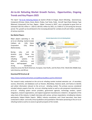 Air-to-Air Refueling Market Growth Factors, Opportunities, Ongoing Trends and Key Players 2025