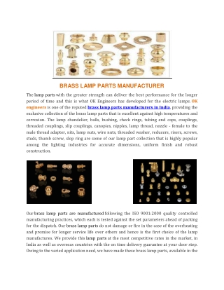 BRASS LAMP PARTS