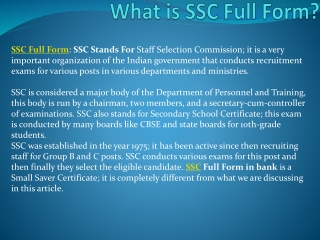 What is SSC Full Form