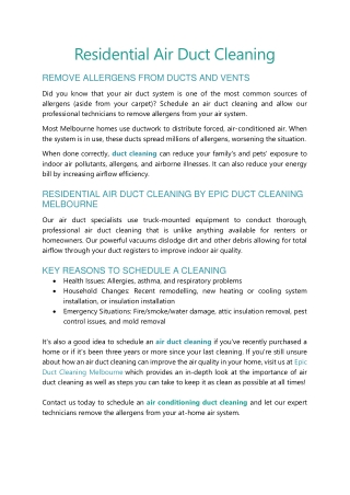 Residential Air Duct Cleaning - EDCM