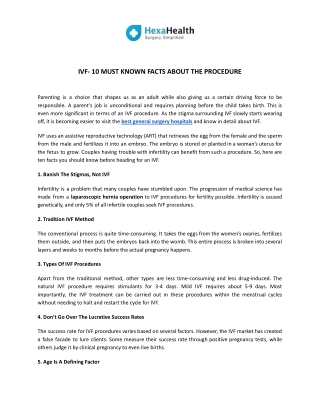 10 Facts You Need To Know About IVF Treatment - HexaHealth