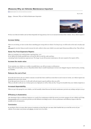 zaneym.org-Reasons Why are Vehicles Maintenance Important