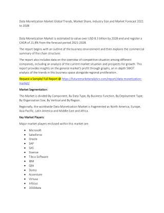 Data Monetization Market Trends, Market Share, Industry Size, Growth, and Market Forecast 2021 to 2028