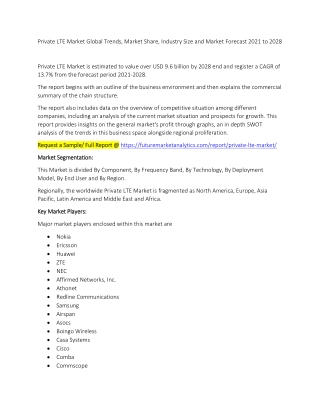 Private LTE Market Trends, Market Share, Industry Size, Growth, and Market Forecast 2021 to 2028