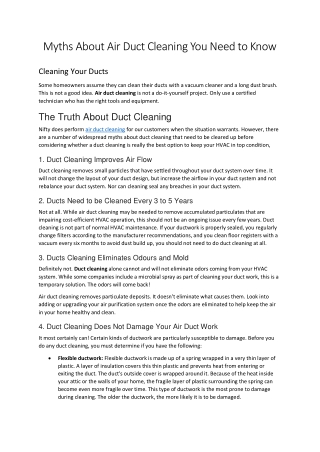 Myths About Air Duct Cleaning You Need to Know - NDCM