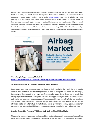 Airbag Market: Top Challenges to Face in 2022-2027