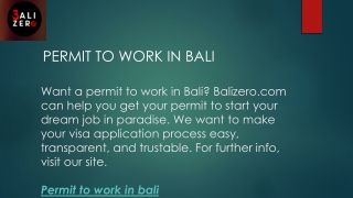 Permit To Work In Bali  Balizero.com
