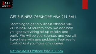 Get Business Offshore Visa 211 Bali  Balizero.com