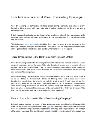 Voice Broadcasting Campaign