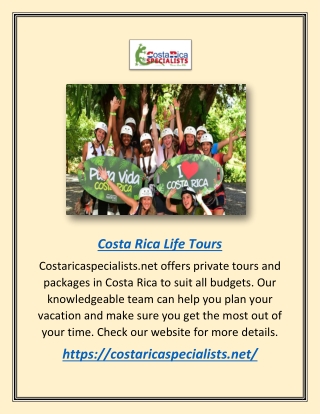 Costa Rica Life Tours | Costaricaspecialists.net