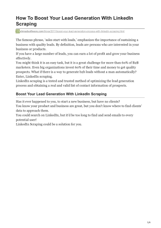 How To Boost Your Lead Generation With LinkedIn Scraping